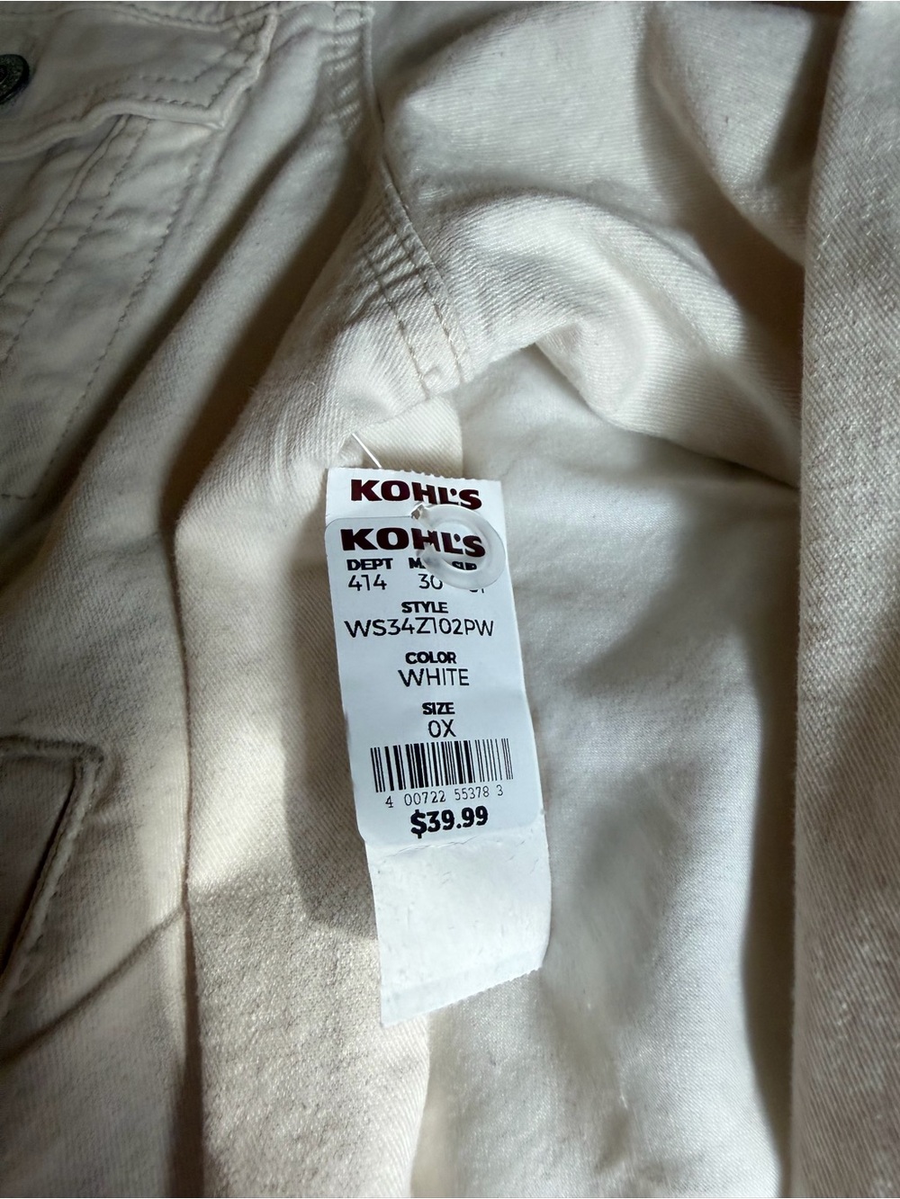 NWT sonoma plus size ecru denim 90’s trucker button up classic cotton jacket - Picture 6 of 9
